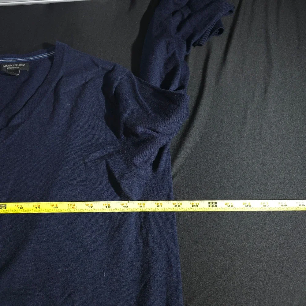 Banana‎ Republic V-Neck Sweater Mens XL Navy Silk Cotton Cashmere Solid Designer